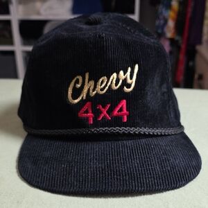 Vintage Chevy 4x4 Black Corduroy Embroidered Cap